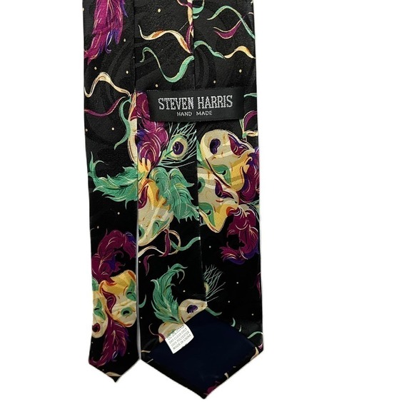 Vintage Steven Harris Handmade Mardi Gras Men's Tie - Picture 2 of 4